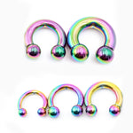 Rainbow Prince Albert Piercing, PA Ring - Circular Barbell, Horseshoe Barbell 10G to 00G Body Piercing