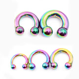 Rainbow Prince Albert Piercing, PA Ring - Circular Barbell, Horseshoe Barbell 10G to 00G Body Piercing