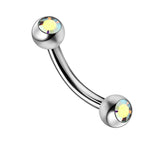 Cliterous jewelry, VCH piercing jewelry - Titanium Curved Barbell with Gem CZ Crystals - Genital Piercing cliterous stimulator