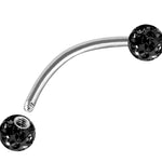 Clit Hood Piercing, VCH piercing jewelry - Titanium Curved Barbell with Epoxy Coating Disco Ball Crystals - Genital Piercing