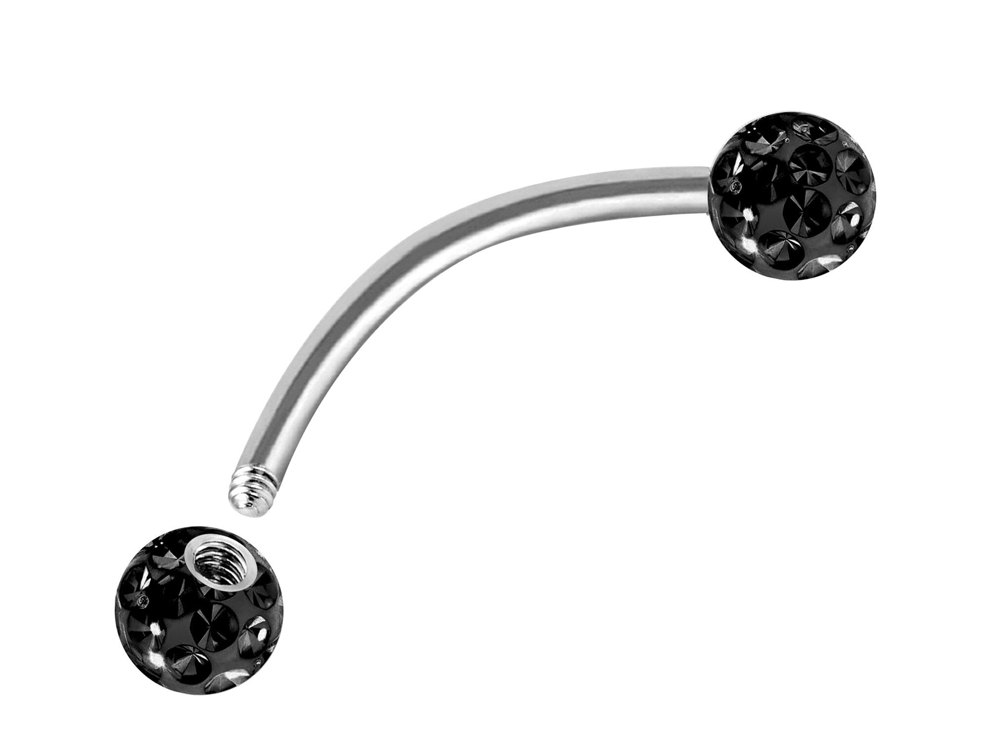 Clit Hood Piercing, VCH piercing jewelry - Titanium Curved Barbell with Epoxy Coating Disco Ball Crystals - Genital Piercing