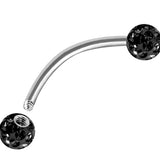 Clit Hood Piercing, VCH piercing jewelry - Titanium Curved Barbell with Epoxy Coating Disco Ball Crystals - Genital Piercing