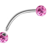 Clit Hood Piercing, VCH piercing jewelry - Titanium Curved Barbell with Epoxy Coating Disco Ball Crystals - Genital Piercing