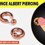 Rose Gold Prince Albert Piercing, Prince Albert Jewelry, PA Ring Titanium Captive Bead Ring, Captive Prince 8G to 00G - Spring Ball Closure