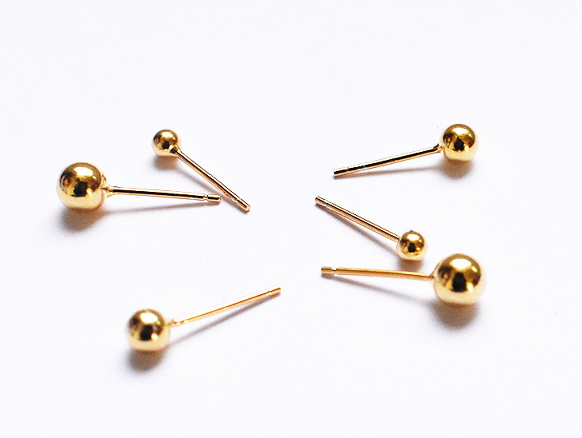 Ball Stud Earrings - Ball Size 2mm to 8mm - Available in Color Silver, Gold and Rose Gold