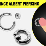 Prince Albert Piercing, Prince Albert Jewelry, PA Ring - Genital Piercing Ball Closure Ring BCR/CBR 12G to 00G with Clip Ball