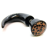 Titanium Fake Gauges Earrings, Faux Plugs, Claw Plugs - 16G Earrings Hand Carved Buffalo Horn - Leopard Design