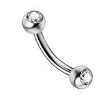 Cliterous jewelry, VCH piercing jewelry - Titanium Curved Barbell with Gem CZ Crystals - Genital Piercing cliterous stimulator