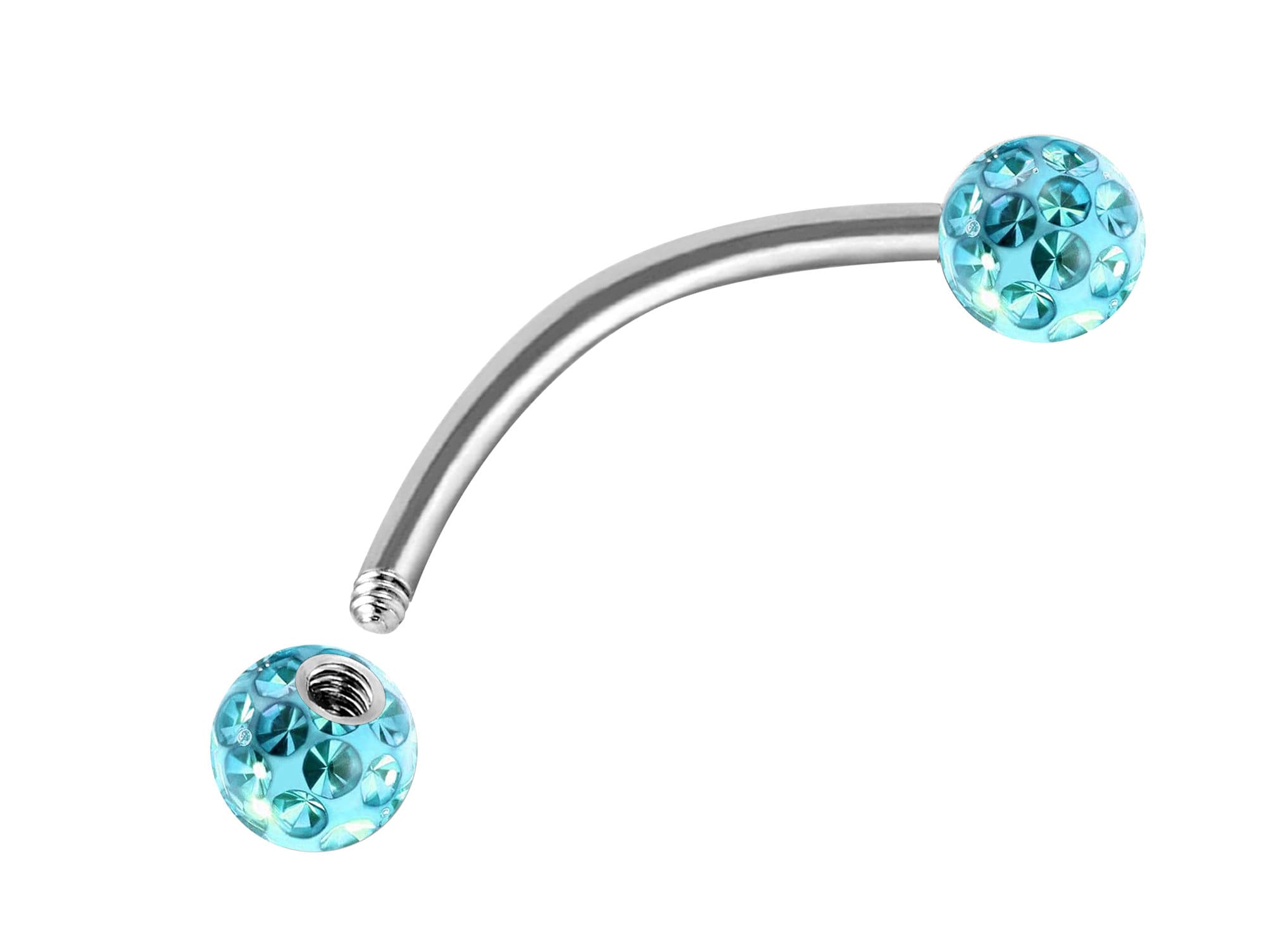 Clit Hood Piercing, VCH piercing jewelry - Titanium Curved Barbell with Epoxy Coating Disco Ball Crystals - Genital Piercing