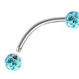 Clit Hood Piercing, VCH piercing jewelry - Titanium Curved Barbell with Epoxy Coating Disco Ball Crystals - Genital Piercing