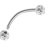 Clit Hood Piercing, VCH piercing jewelry - Titanium Curved Barbell with Epoxy Coating Disco Ball Crystals - Genital Piercing