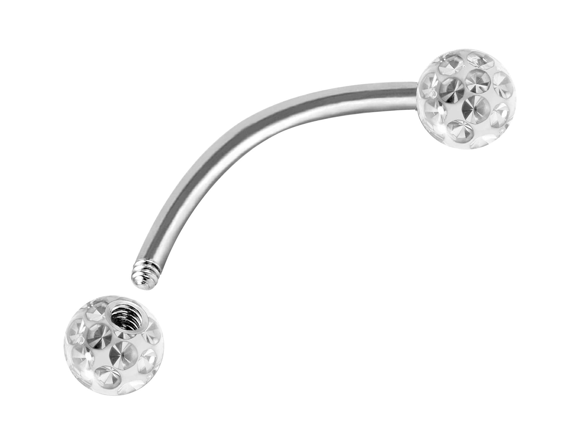 Clit Hood Piercing, VCH piercing jewelry - Titanium Curved Barbell with Epoxy Coating Disco Ball Crystals - Genital Piercing