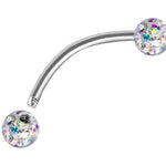 Clit Hood Piercing, VCH piercing jewelry - Titanium Curved Barbell with Epoxy Coating Disco Ball Crystals - Genital Piercing