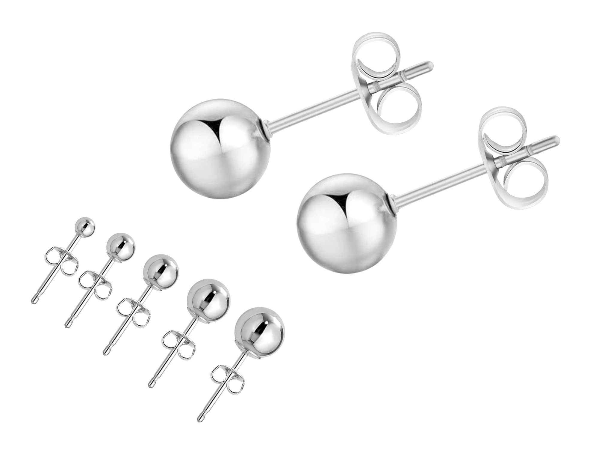 Ball Stud Earrings - Ball Size 2mm to 8mm - Available in Color Silver, Gold and Rose Gold