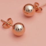 Ball Stud Earrings - Ball Size 2mm to 8mm - Available in Color Silver, Gold and Rose Gold