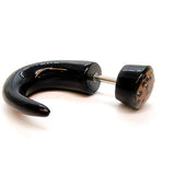 Titanium Fake Gauges Earrings, Faux Plugs, Claw Plugs - 16G Earrings Hand Carved Buffalo Horn - Leopard Design