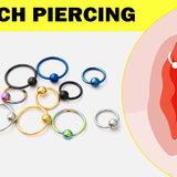 Horizontal Clitoral Hood Piercing, Genital Piercing Captive Ring Titanium Ball Ring 18G 16G 14G Body Piercing British Standard