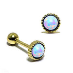 Silver Cartilage Earring, Helix Earring with Opal Stone - 20G Ear Piercing Screw Back- Helix Piercing Jewellery