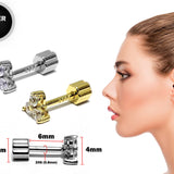 Silver Helix Flower Earring, Cartilage Piercing with CZ Clear Crystals- 20G Ear Piercing Screw Back- Helix Piercing Jewellery