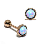 Silver Cartilage Earring, Helix Earring with Opal Stone - 20G Ear Piercing Screw Back- Helix Piercing Jewellery