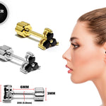 Silver Cartilage Flower Earring, Helix Earring with CZ Jet Black - 20G Ear Piercing Screw Back- Helix Piercing Jewellery