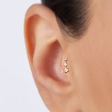 14K White Gold Tragus Piercing, Labret Studs, Helix Cartilage Piercing with CZ Stone - Internally Threading Body Jewellery Ear Piercing