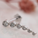 14K White Gold Tragus Stud, Dangle Labret Earring, Helix Cartilage Piercing with CZ Stone - Internally Threading Body Jewellery Ear Piercing