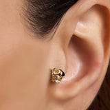 14K Gold Pirate Skull Tragus Earring, Labret Stud, Helix, Cartilage Piercing - Internally Threading Body Jewellery Ear Piercing