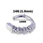 Titanium Reverse Clicker Belly Ring, Flower Design Navel Ring - 14G Belly Bar Size 10mm - Gold, Rose Gold, Silver Tone