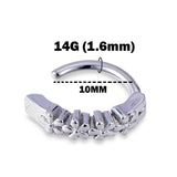 Titanium Reverse Clicker Belly Ring, Flower Design Navel Ring - 14G Belly Bar Size 10mm - Gold, Rose Gold, Silver Tone