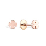 14K Rose Gold Clover Leaf Tragus Earrings, Labret Stud, Helix Cartilage Piercings - Internally Threading Body Jewellery Ear Piercing