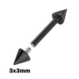 Titanium Black Spike Nipple Barbell, Nipple Jewelry Studs 16g 14g Nipple Piercing - Straight Barbell Internally Threaded