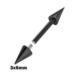 Titanium Black Spike Nipple Barbell, Nipple Jewelry Studs 16g 14g Nipple Piercing - Straight Barbell Internally Threaded