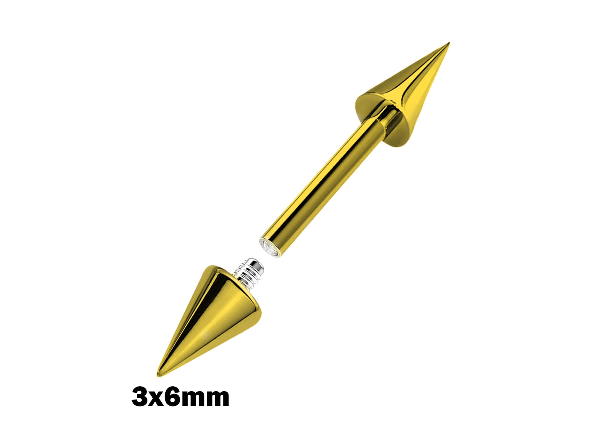 Titanium Gold Spike Nipple Barbell, Nipple Jewelry Studs 16g 14g Nipple Piercing - Straight Barbell Internally Threaded