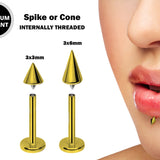 Gold Spike Internal Labret Stud Piercing - Titanium Piercing Lip piercing, Lip Ring Labret Snake Bites