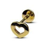 14K Gold Heart Shape Tragus Earring, Cartilage Labret Studs- Internally Threading Body Jewellery Ear Piercing