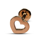 14K Rose Gold Heart Tragus Piercing, Ear Jewelry, Labret Studs - Internally Threading Body Jewellery Ear Piercing