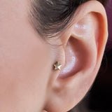 14K Gold Star Shape Tragus Earring, Cartilage Labret Studs- Internally Threading Body Jewellery Ear Piercing