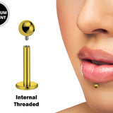 Titanium Gold Labret Stud Piercing 18g 16g 14g Lip Piercing External or Internally Threaded for Tragus Helix Cartilage Madonna Medusa Labret