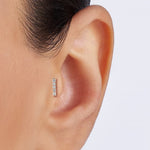 14K Gold Bar Tragus Labret Stud, Helix Ear Cartilage Piercing with CZ Stone Crystals - Internally Threading Body Jewellery Ear Piercing