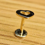 16G Heart Labret Lip Piercing made from solid 14K Gold and Rose Gold Body Piercing for Tragus, Medusa Lip, Ashley studs Internally Threaded