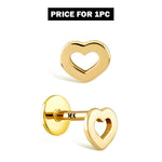 16G Heart Labret Lip Piercing made from solid 14K Gold and Rose Gold Body Piercing for Tragus, Medusa Lip, Ashley studs Internally Threaded