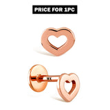 16G Heart Labret Lip Piercing made from solid 14K Gold and Rose Gold Body Piercing for Tragus, Medusa Lip, Ashley studs Internally Threaded