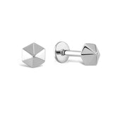 14K White Gold Umbrella Tragus Earring, Labret Stud, Helix Cartilage Piercing - Internally Threading Body Jewellery Ear Piercing