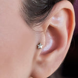 14K White Gold Star Shape Tragus Earring, Labret Stud, Helix Cartilage Piercing - Internally Threading Body Jewellery Ear Piercing