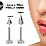 Titanium Spike Labret Stud Piercing 16g Internally Threaded Lip Jewelry for Madonna Medusa Side Labret Snake Bites