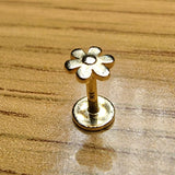 Flower Labret Lip Piercing made from solid 14K Gold and Rose Gold Body Piercing for Tragus, Medusa Lip, Ashley studs Internally Threaded