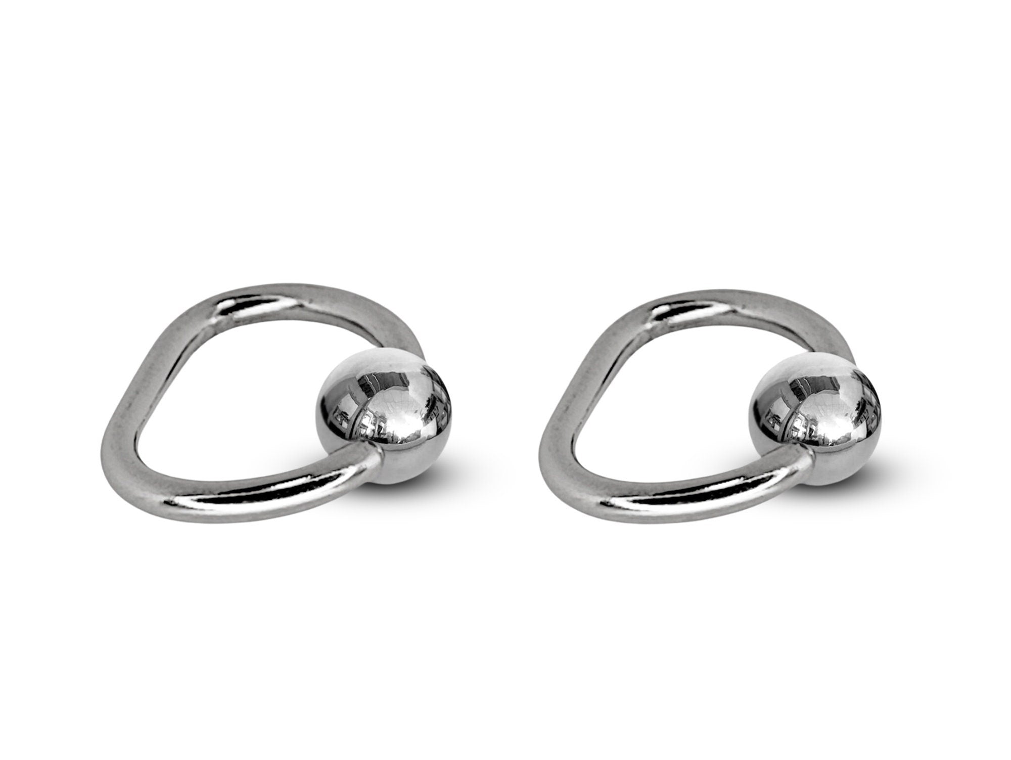 Titanium Nipple Ring Jewelry, Nipple D-Ring Ball Hoops, Captive Ring - 2pcs - Body Piercing Also for Daith, Septum, Eyebrow