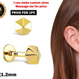 Hexagon Shape 16G Labret Lip Piercing made from solid 14K Gold and Rose Gold Body Piercing for Tragus, Medusa Lip studs Internally Threaded