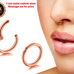 14K Rose Gold Clicker Hoops Nose Ring, Lip Piercing Hinged Ring - Clicker Hoops Body Jewellery Ring - Solid 14K Gold Piercings